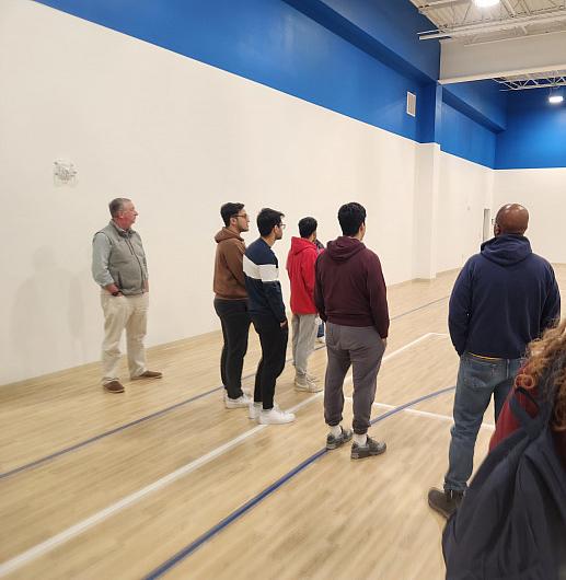 Students, faculty, and staff visit the Madison Recreation pickle ball courts.